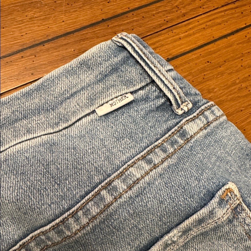 MOTHER Light Blue High Rise Cropped Ripped Jeans - Picture 9 of 11